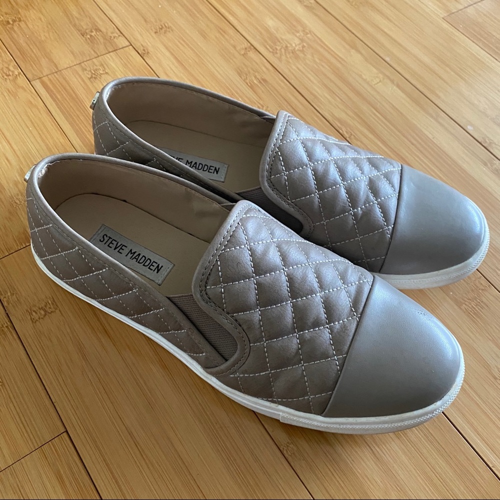 Steve Madden Zaander Quilted Slip On Tan/Gray 9